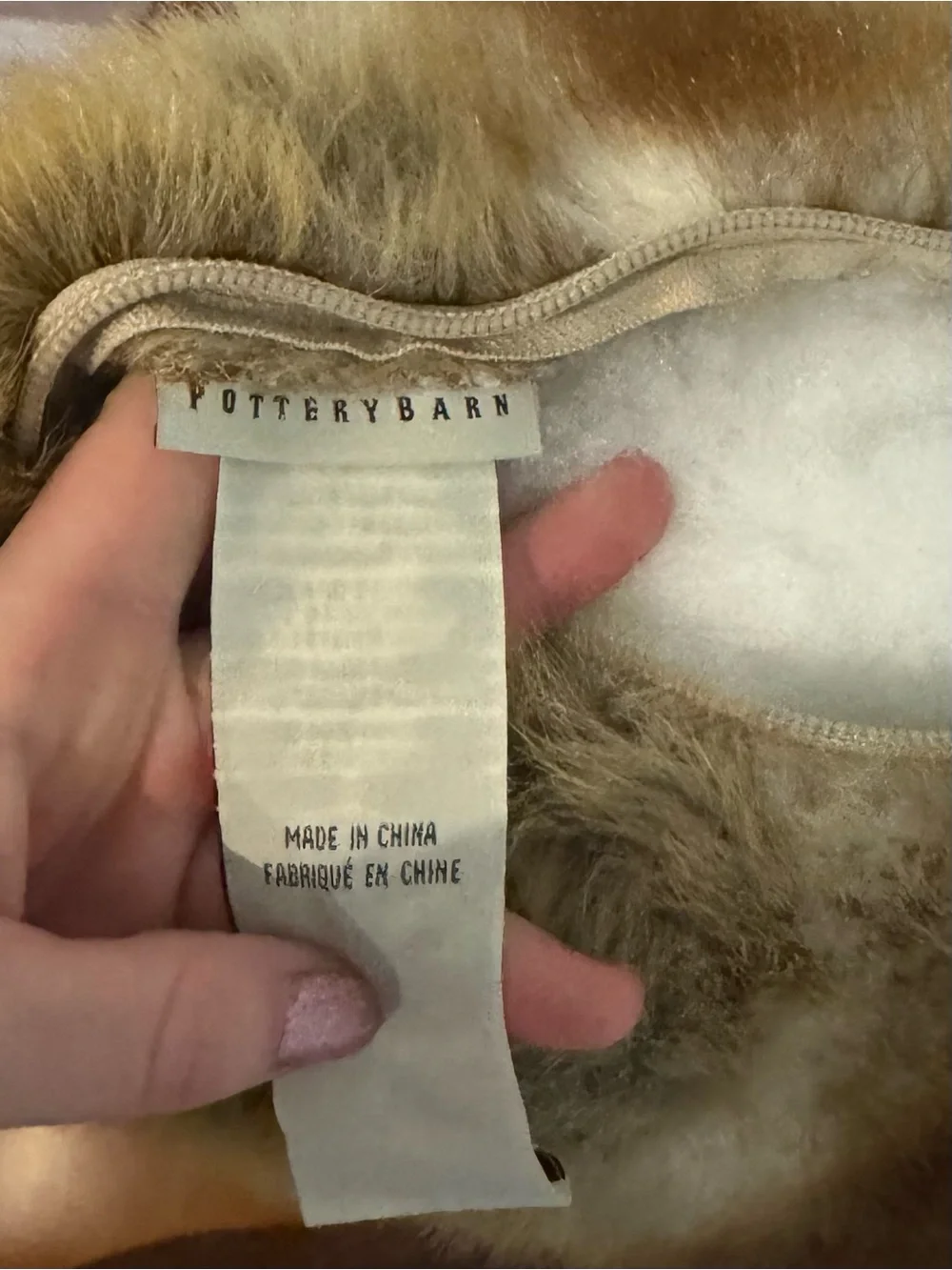 POTTERY BARN Accent Throw Pillow Contemporary Minimalist Neutral Faux Fur Modern